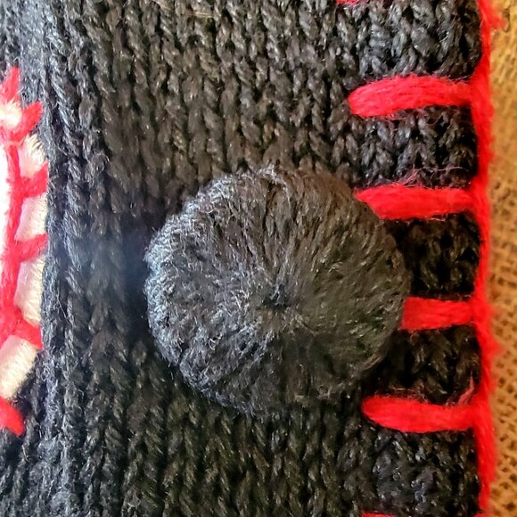 Vintage Christmas Cardigan Sweater With Embroidered Stockings & Holly - Picture 4 of 16